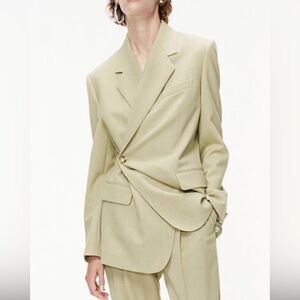 Draped Wool Blazer Light Khaki